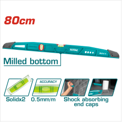 TOTAL 重型橋式水平尺 二氣泡 80CM (TMT221806)