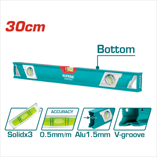 TOTAL 專業水平測量尺 30cm (TMT23086)