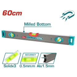 TOTAL 附磁水平尺 三氣泡 60CＭ (TMT26028M)