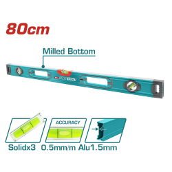 TOTAL  高級水平尺 金屬邊 三氣泡 80CM (TMT28028) 