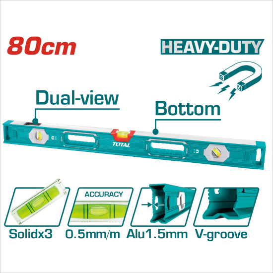 TOTAL 重型水平測量尺 帶強磁 80cm (TMT28056)