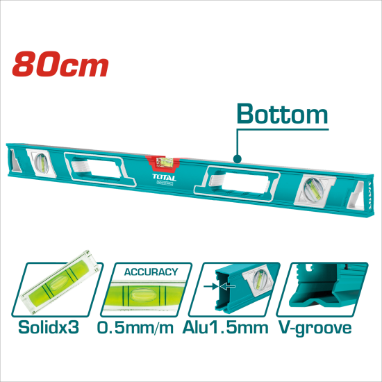 TOTAL V型槽水平尺/80CM (TMT28086)