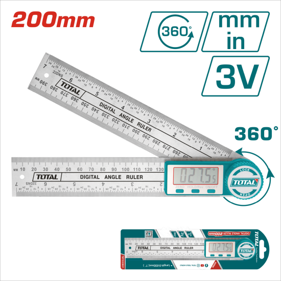 TOTAL 液晶金屬角度尺 360度 (TMT333601)