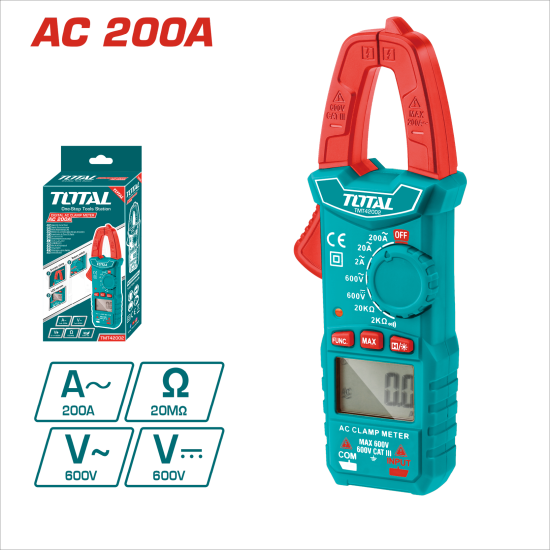 TOTAL 數位鉗形電表 200A (TMT42002)