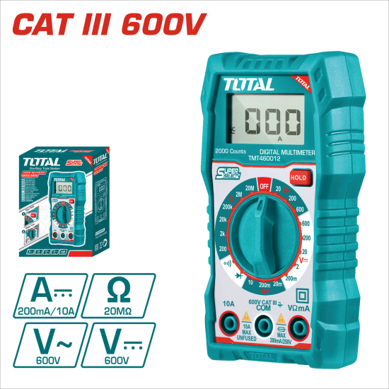 < 請洽各經銷通路 >TOTAL 經濟款數位萬用電表 600V (TMT460012)