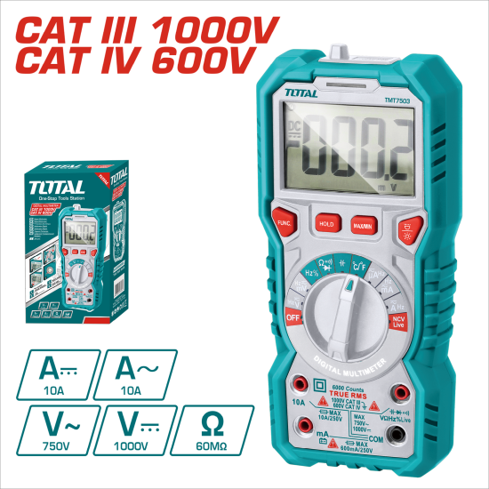  TOTAL 數位萬用電表 非接觸式 1000V (TMT47504)