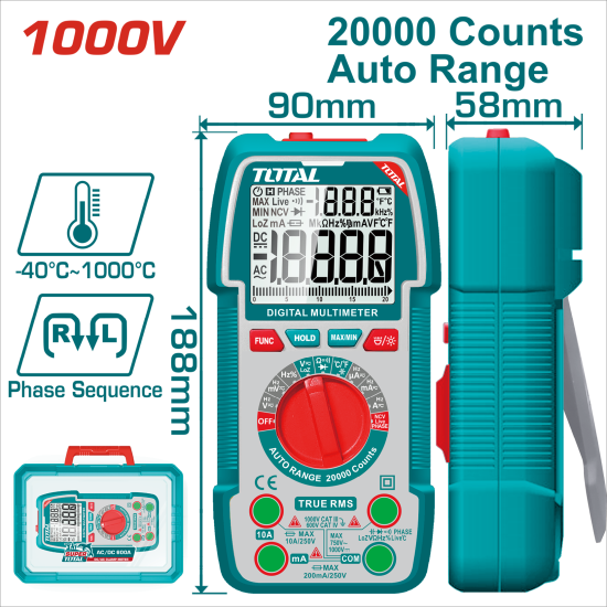 TOTAL 自動量程萬用電錶/1000V 高端款 (TMT5410003)
