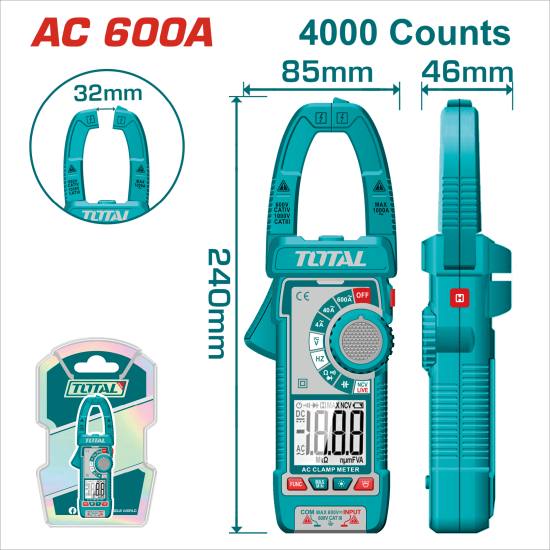 TOTAL 交流鉗錶 600A (TMT766001)