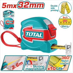 TOTAL 強化款尼龍包膠公英制捲尺 <5米*32mm> (TMT80532)