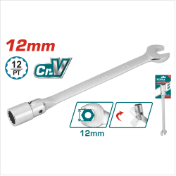 TOTAL 搖頭套筒開口板手 12mm (TOESH121)