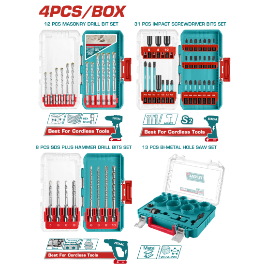 TOTAL 限量鑽尾起子頭開孔器4件組 (TOS26068)