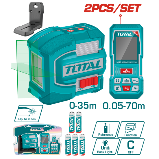 <停產>TOTAL 綠光雷射兩線水平儀與紅光測距儀雙機組 (TOSLL0401)