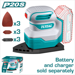 TOTAL 20V 鋰電砂紙機 三角盤 <單主機> (TPSLI2014)