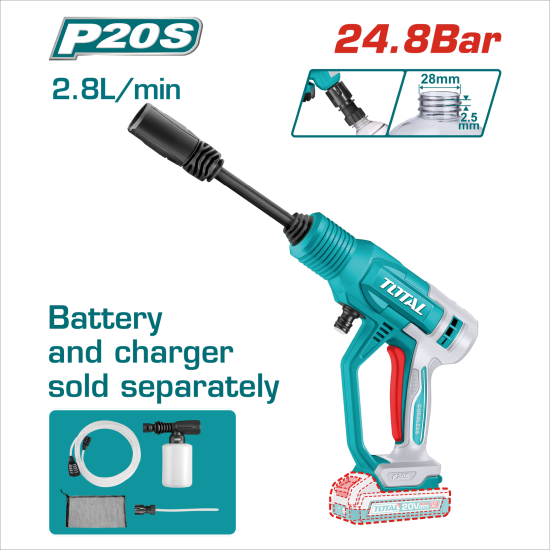 充電式自吸手持高壓清洗機 24.8Bar  20V -單機 (TPWLI2036)