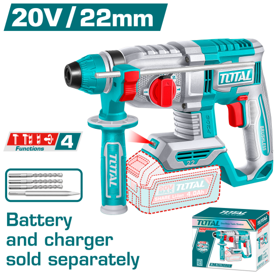 充電式四溝鎚鑽 三用 20V 22mm -單機 (TRHLI22208)