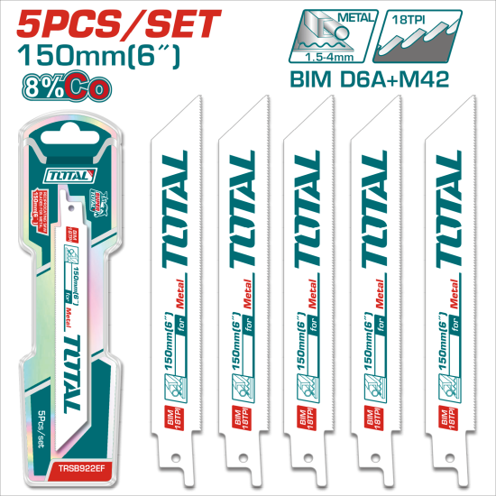 TOTAL 金屬軍刀鋸片組 5PCS 150mm (TRSB922EF)