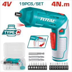TOTAL 4V電動起子機組套 可調旋轉式 19PCS (TSDLI0442)