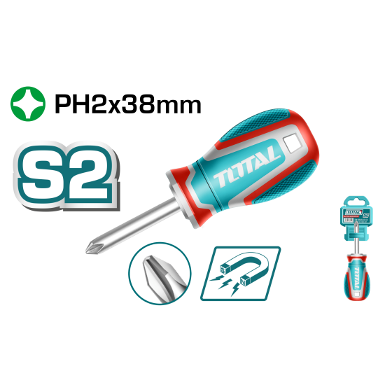 TOTAL 十字螺絲起子/PH2*38mm (TSDPH2038)