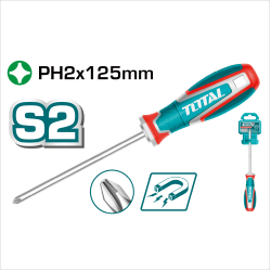 TOTAL 帶磁十字螺絲起子 PH2*125mm (TSDPH2125)