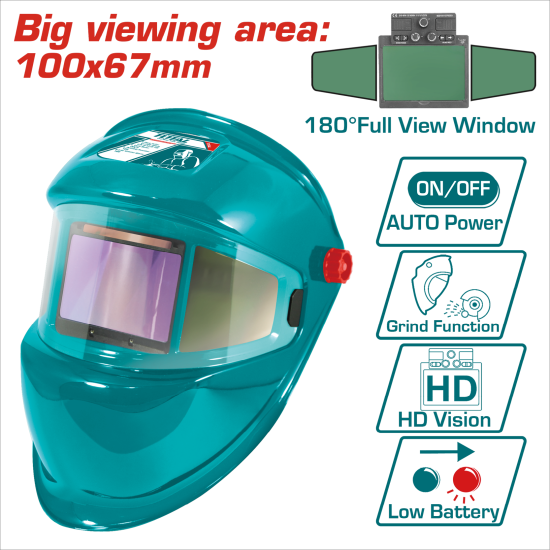 TOTAL 自動變光焊接面罩*感光速度快*加大側窗 (TSP9103)