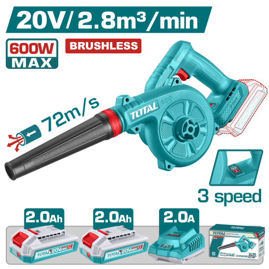 充電式吹吸風機20V2.8m³-雙2.0Ah套裝(UTABLI20682)