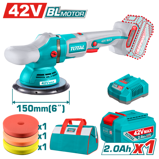 TOTAL 42v鋰電震拋機150mm-單2A組 (UTAPLI42151)