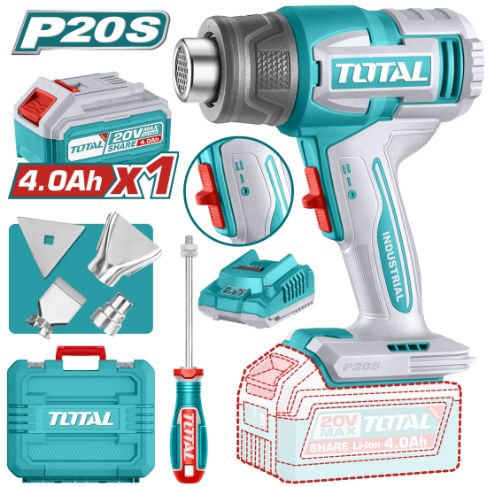 TOTAL  20V 鋰電無刷熱風槍 (單4A組套 UTBLI20065)