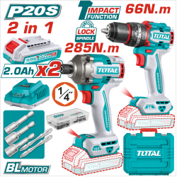 TOTAL 鋰電起子機 震動電鑽雙機組 (UTCKLI20277)