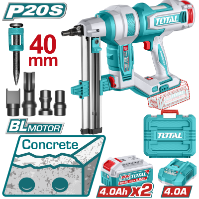TOTAL 20V 鋰電水泥鋼釘槍-雙4A (UTCNLI9008)