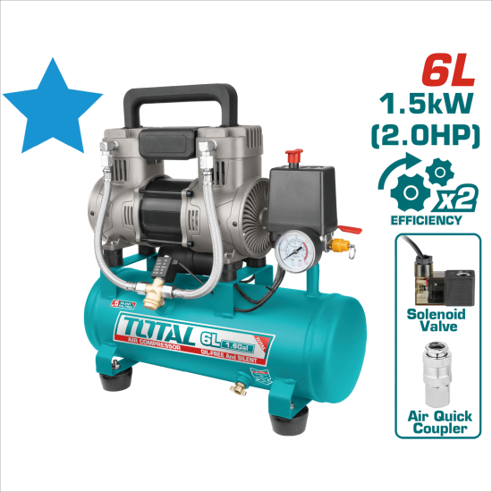  < 請洽各經銷通路 >TOTAL 手提無油空壓機 6L-2HP (UTCS11100629)