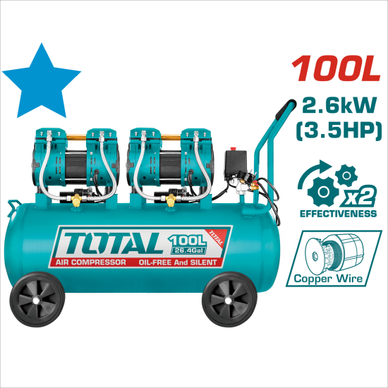 TOTAL 高效能無油空壓機 100L-3.5HP (UTCS22410089)