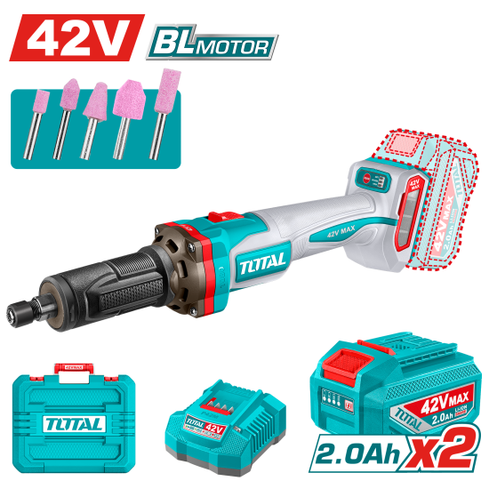 TOTAL 42V鋰電直磨機-雙2A組 (UTDGLI42012)