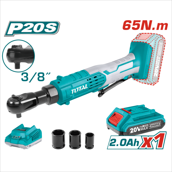 <請洽各經銷商>TOTAL 20V 鋰電棘輪板手組 3分全配 (UTDRLI206015)