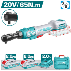 TOTAL 20V 無刷3分短型鋰電棘輪扳手 雙2A組 (UTDRLI20652)