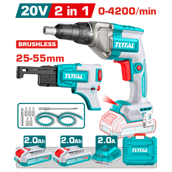 充電式浪板起子機+自動進釘器20V15牛頓-雙2.0Ah套裝(UTDSLI204268)