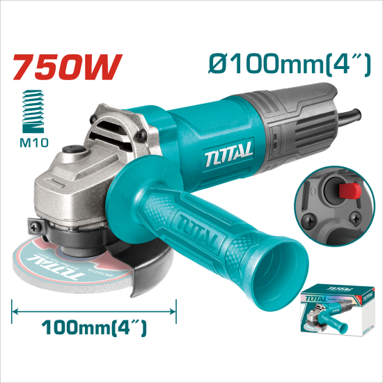 TOTAL 高效能4吋手持砂輪機 750W (UTG10710056)