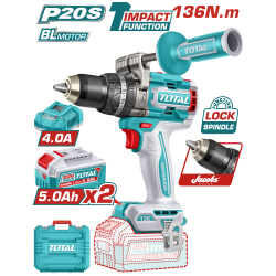 充電式震動電鑽 20V 136牛頓 -雙5.0Ah組套裝 (UTIDLI201368)