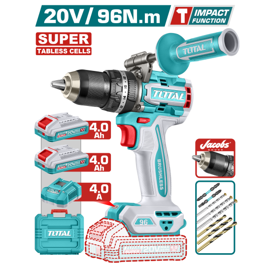 充電式震動電鑽20V96牛頓-高容量雙4.0Ah套裝(UTIDLI209689)