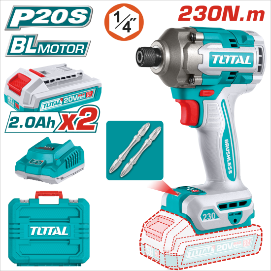 TOTAL 20V 無刷衝擊起子機 230N.m (UTIRLI2023)
