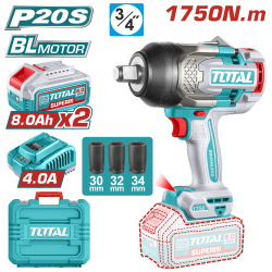 <預售>TOTAL 20V 超強力鋰電無刷衝擊板手 1750N.m (UTIWLI20175)