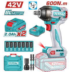 TOTAL 42V 鋰電600Nm衝擊扳手-雙2A套組 (UTIWLI42602)