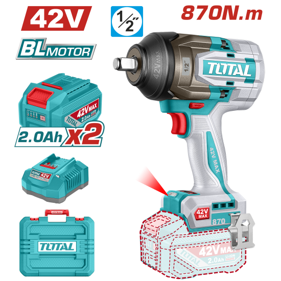 充電式衝擊板手機 42V 870牛頓/4分 -雙2.0Ah套裝(UTIWLI42862)