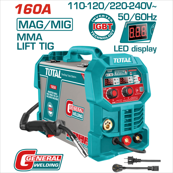 智慧型 160A 三用保焊/電焊機 110/220V Multi-Purpose/MAG/MIG/MMA/Lift TIG/IGBT (UTMGT16058)