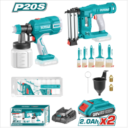 < 請洽各經銷通路 > TOTAL 20V 鋰電噴漆槍+電動釘槍 <雙2A套組> (UTOSLI23054)
