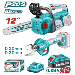 TOTAL 20V 鋰電鏈鋸機+果樹剪組套 (UTOSLI230703)