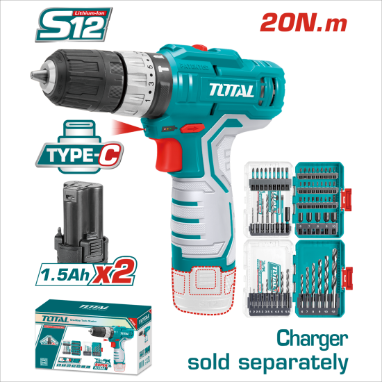< 請洽各經銷通路> TOTAL 12V 鋰電震動電鑽組套 (UTOSLI241197)