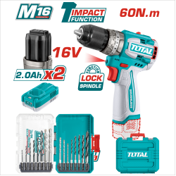 < 請洽各經銷通路 > TOTAL 16V 無刷短款震動電鑽組 (UTOSLI241199)