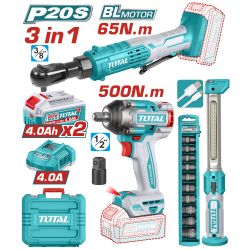 TOTAL 鋰電500N.m扳手+棘輪扳手-雙4A組 (UTOSLI250981)