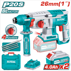 < 請洽各經銷通路 > TOTAL 鋰電無刷免出力鎚鑽 20V <雙4A套組> (UTRHLI202287)