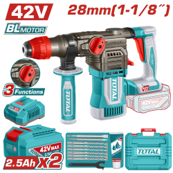TOTAL 42V 鋰電電鎚28mm -雙2.5A套組(UTRHLI422882)